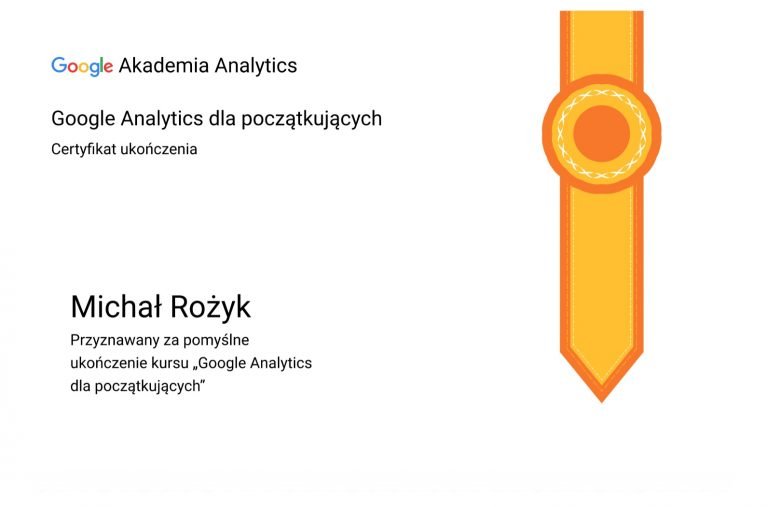 Michał Rożyk Certyfikat analytics pocz