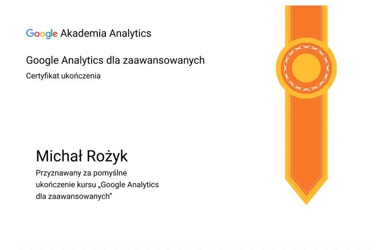 Michał Rożyk Certyfikat Analytics zaawansowany